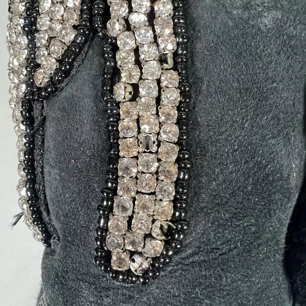 P1 Womens Black Leather Shearling Lining Lug Sole Mid Calf Boots Sz EU38 RARE - Picture 14 of 16